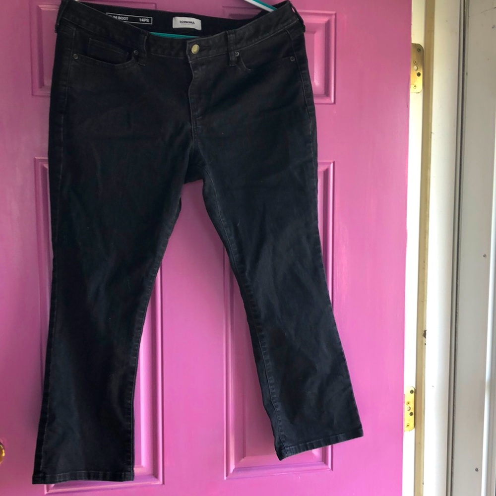 Black Sonoma Kick Flares Ankle Cropped Jeans. Size 14 Petite.